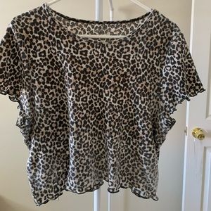 American Eagle Cheetah Print Babydoll Top (XXL)